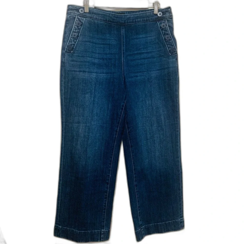Talbots Dark Wash Wide-Leg Women’s Jeans 14 petite